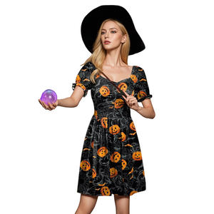 <span class=keywords><strong>Robe</strong></span> swing à col en V à manches bouffantes plissée vintage à taille empire antistatique pour femmes G & PL - Product Image 3