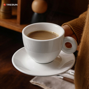 ชุดแก้วกาแฟเซรามิกสีขาว 70 มล. พิมพ์โลโก้ได้ตามต้องการ แก้วกาแฟอาหรับ 80 มล. 90 มล. สำหรับร้านกาแฟ - Product Image 3