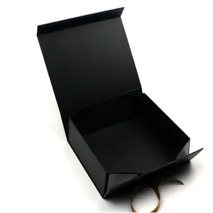 folding board 300gsm gift packaging boxes biodegradable recycle ribbon handle 5 fold set paper transparent box