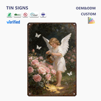 Vente en gros de panneaux métalliques personnalisés, style vintage et antique, avec peinture à l'huile d'ange et gaufrage, décoration murale religieuse rétro pour chambre et café