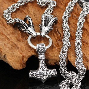 गर्म बेच नॉर्डिक Thor हथौड़ा Mjolnir रूण ताबीज लटकन हार-राजा के साथ बकरी श्रृंखला स्टेनलेस स्टील हार - Product Image 6