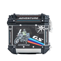 Boîte à bagages universelle pour moto 45L en acier inoxydable, style voyage mondial noir personnalisé, fournisseur OEM en gros