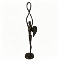 Figurine d'ange de la liberté en cuivre antique, sculptures d'anges ailés, décoration artistique de bureau à domicile, accents décoratifs