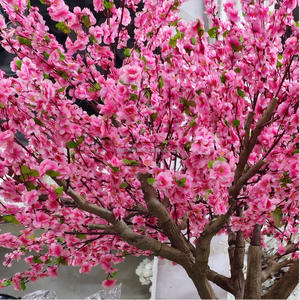 人工的な桃の花桜の結婚式ホームレストランパーティーデコレーションPEプラスチックグラスオリーブリーフ屋外生活装飾 - Product Image 5