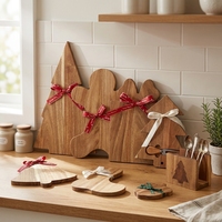 Natural House Planche de service à découper en bois d'acacia en forme de Noël avec logo personnalisé pour fromage charcuterie collation apéritif