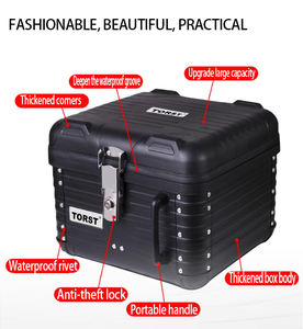 Top case <span class=keywords><strong>moto</strong></span> rétro 45L noir, étanche, épaissi, anti-chute, avec dossier et plaque de fixation inférieure, <span class=keywords><strong>installation</strong></span> facile - Product Image 6