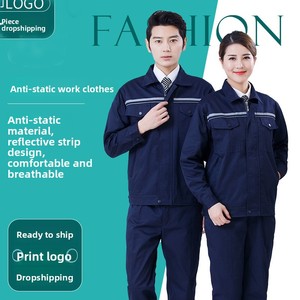 Overol de Trabajo Antiestático Personalizado de Primavera/Otoño, <span class=keywords><strong>Ropa</strong></span> de Trabajo de Algodón Sinopec, <span class=keywords><strong>Ropa</strong></span> de Protección Laboral con Logotipo Impreso de Fábrica - Product Image 2