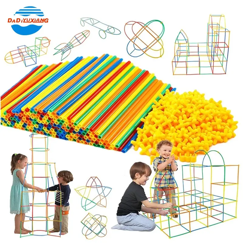 DADI fabrika özel saman taşları çocuklar yapı taşı plastik oyuncak ile 400/500/600/700/800/900/1000/1200 adet