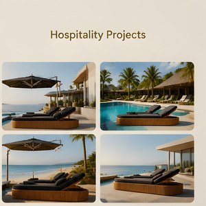 Ensemble de mobilier de jardin d'extérieur, chaises longues de plage de villégiature, chaises longues de piscine d'hôtel, chaise longue de plage d'extérieur de villa - Product Image 2