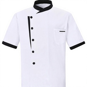 Pantalones de Chef Unisex al por Mayor, Diseño en Contraste Blanco y Negro, Manga Corta, Uniforme Profesional de Cocina, 100% Algodón, para Restaurante y Bar - Product Image 1