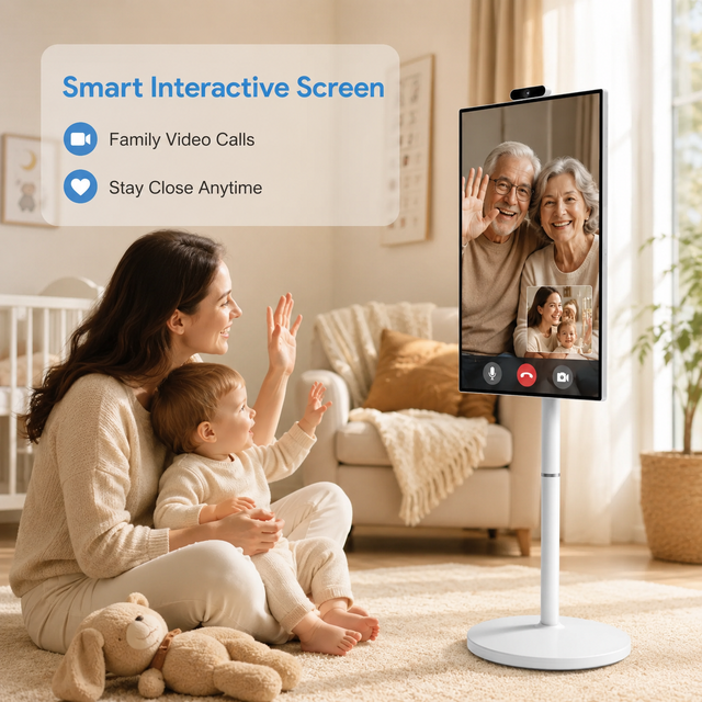 Mobile Smart Screen 24 27 Inch Android Touch Screen TV with Wheels Battery and Wireless Casting