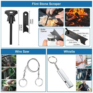 Kit de supervivencia 16 en 1, conjunto de herramientas de emergencia compacto para acampar al aire libre, pesca, equipo portátil multifunción de acero inoxidable - Product Image 4