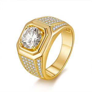 Bán buôn nóng bán 925 Sterling bạc trang sức hip hop phong cách vòng cắt moissanite nhẫn với giấy chứng nhận GRA cho nam giới bên 2ct - Product Image 6