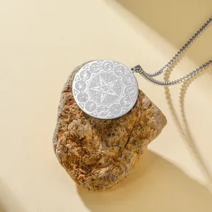Collana in Acciaio Inossidabile con Ciondolo dei 12 Segni Zodiacali, Amuleto di Protezione Vintage Esoterico Wiccan, Set di Gioielli Pagani - Product Image 3
