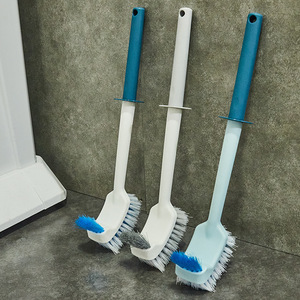 Brosse de toilette avec boucle de suspension, poils en nylon pour le nettoyage de la salle de bain, options de couleurs blanc et bleu - Product Image 1