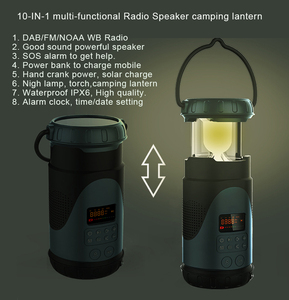 Estación de búsqueda automática Radio ligera Manivela de mano Solar AM FM DAB NOAA Radio Altavoces con 3 modelos de linterna y luces de lectura - Product Image 4