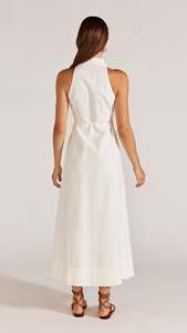Personalizado Premium moda traje cuello diseño mujeres algodón y lino vestido largo una línea abrigo vestido sin mangas - Product Image 2