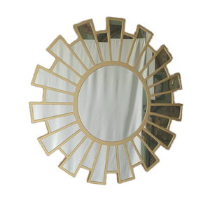 Round <b>Wall</b> <b>Mirror</b> With Brass Frame <b>Lighted</b> Decorative <b>Mirror</b> For Interior Design - Product Image 2