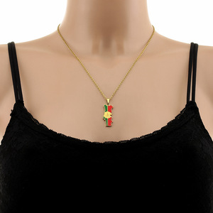 HY Collier Pendentif Goutte d'Huile Vintage en Acier Inoxydable Diamanté Style Ethnique Bambou Portugais pour Hommes, Femmes et Couples - Meilleures Ventes - Product Image 4