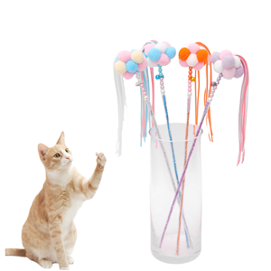 ไม้แหย่สำหรับแมวมีกระดิ่งกรอบเชือกยืดหยุ่นแบบขนนกผิวเรียบสีสันสดใสเป็นมิตรกับผิว - Product Image 4