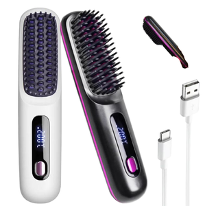 Peigne lissant pour les poils du corps sans fil rechargeable portable avec technologie à ultrasons en plastique, <span class=keywords><strong>brosse</strong></span> lissante sans fil de petite taille - Product Image 3