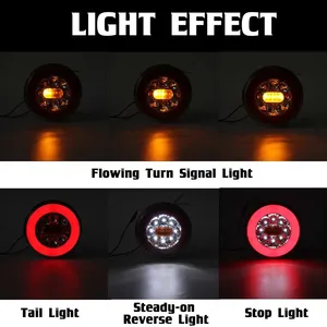 ไฟท้ายรถบรรทุก LED ทรงกลม 1/2/4 ดวง 4IN1 ขนาด 4 นิ้ว 12-24V ไฟท้ายแบบไดนามิก ไฟเลี้ยว ไฟถอย ไฟเบรก ไฟหยุด สำหรับรถยนต์ รถพ่วง รถบรรทุก - Product Image 5