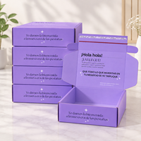 Boîte d'expédition pliable en carton ondulé UV violet recyclé personnalisé avec bande de déchirement pour cosmétiques, cadeaux et vêtements
