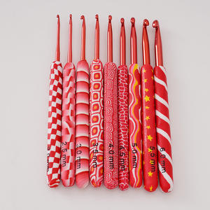 Charmkey - Aguja de Tejer de Aluminio Ergonómica con Mango Suave Rojo, Gancho de <span class=keywords><strong>Crochet</strong></span>, Accesorios de Tejer para Manualidades - Product Image 1