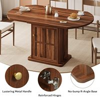 Table de salle à manger et de cuisine moderne extensible avec étagère de rangement à 2 niveaux, en bois, avec base robuste et gain de place, en noyer