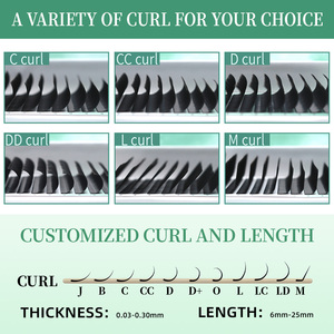 Venta al por mayor J L M LJ LB Curl Extensiones de pestañas de Cachemira individuales Volumen clásico Bandejas de pestañas Extensiones de pestañas - Product Image 2