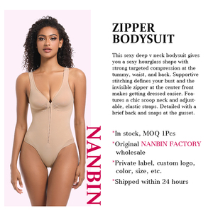 Seamless Zip-Up <strong>Body</strong> Shaper Thong Snatched Waist <strong>Body</strong> <strong>Suit</strong> Tummy Control V Neck Shapewear Bodysuits <strong>for</strong> <strong>Women</strong> - Product Image 4