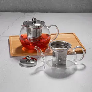 32OZ/950ml Clear heat resistant Square Borosilicate Glass Tea pot Blooming Loose Leaf glass teapot with removable infuser