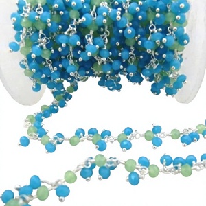 Cadena Colgante con Cuentas Facetadas de Calcedonia Verde y Aqua - Product Image 1