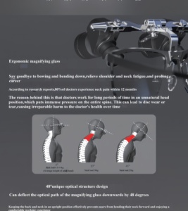 Ống Kính lúp hai mắt 48 ° để kiểm tra răng miệng với kính lúp nha khoa có thể điều chỉnh khoảng cách thiết bị nha khoa chuyên nghiệp - Product Image 6
