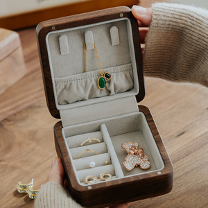 थोक पोर्टेबल यात्रा छोटे काले अखरोट लकड़ी के गहने के लिए भंडारण बॉक्स के लिए भंडारण बॉक्स - Product Image 3