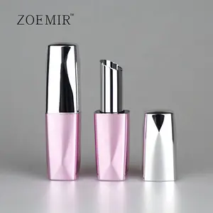 Zoemir cosmetic packaging lipstick tubes square silver purple metallic custom logo color changing lip stick