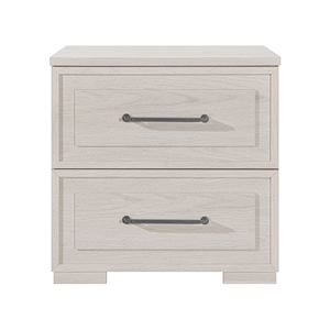 Ciara Beige Nightstand With Two <b>Drawers</b> And Metal Handles <b>For</b> Bedroom <b>Storage</b> - Product Image 1