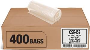 Huamaohengchun - Bolsas de Basura Transparentes de LDPE de 45 Galones (Paquete Grande de 400 Unidades), 40 x 46 Pulgadas, 1.5 MIL (Equivalente), Serie CSR, Resistentes, Industriales - Product Image 5