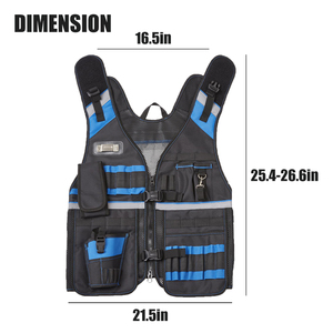 Blue Waterproof Electrician Tool <b>Vest</b> Men Reflective Strip Adjustable Thick Straps 150 lb Capacity 20-24 Pockets <b>Padded</b> Handle - Product Image 5