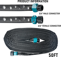 Tuyau d'irrigation goutte-à-goutte plat et raccordable, conception double couche anti-fuite, système d'arrosage de jardin qui économise 80 % de l'eau