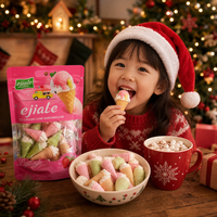 Édition Noël : Cornets de crème glacée saveur fraise avec guimauves en forme mignonne, sachet de 90g, vente en gros, cadeau de fête