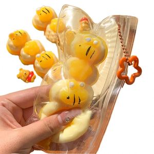 Set of 4 Cream Bee-shaped TPR <b>Squishy</b> Toys 12cm Connected <b>Squishy</b> Toys for Kids and Adults Stress Relief Gift for Relax Time - Product Image 1