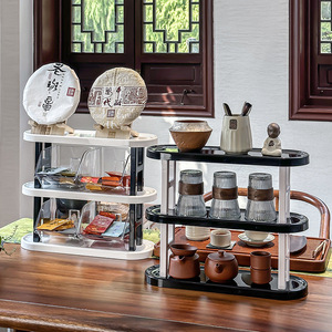 Multi Tier Tea Organizer 3 Layer Oval <b>Shelf</b> Storage Rack For Office Tea Room Desktop Organizer - Product Image 4