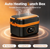 Nouvelle boîte à lunch isotherme en acier inoxydable à double paroi, sans fil, avec batterie USB, auto-chauffante, 1,8 L, commande par bouton-poussoir, pour étudiants et usage domestique
