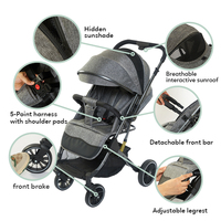 Poussette de voyage légère, poussette pliable compacte avec sac de voyage, poussette pliable à une main, dossier réglable