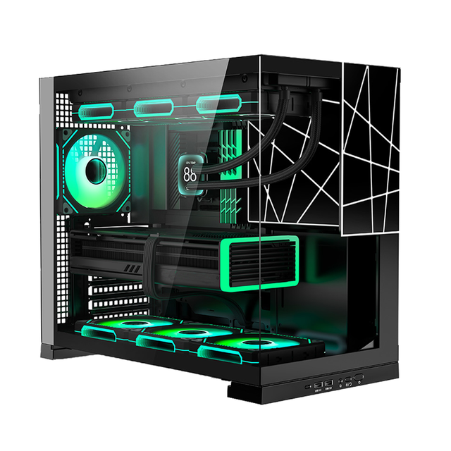 ATX Mid Tower PC Case Tempered Glass Supports 420mm GPU 165mm CPU Cooler 7 Slots 2 HDD 3 SSD