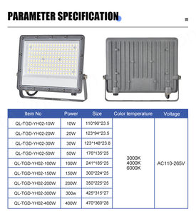 Lumière d'inondation LED extérieure étanche super lumineuse 10W-400W IP65 Lumens élevés éclairage blanc chaud pour les stades de sport PC en aluminium - Product Image 5