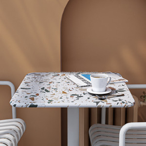 Nuovo design hotel cary <span class=keywords><strong>Terrazzo</strong></span> e tavolo da pranzo in acciaio inossidabile lucido <span class=keywords><strong>mobili</strong></span> da tavolo da ristorante - Product Image 3