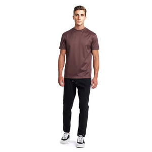 Großhandel Herren Mercerisierte Baumwoll-T-Shirts Sommer <span class=keywords><strong>Slim</strong></span> <span class=keywords><strong>Fit</strong></span> Atmungsaktiv Rundhals Individuelles Logo OEM Einfarbige T-Shirts - Product Image 3