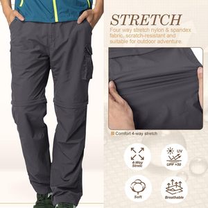 Pantalones de Senderismo para <span class=keywords><strong>Hombre</strong></span>, Convertibles, Transpirables, Casuales, Oxford, con Cierre de Cremallera, Secado Rápido, Cordón Ajustable, Cintura Media, Coolmax, para Pesca, Viajes, Safari - Product Image 4